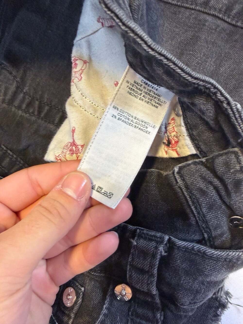 True Religion Section Skirt Black Denim Raw Hem Size 29 - Picture 3 of 7